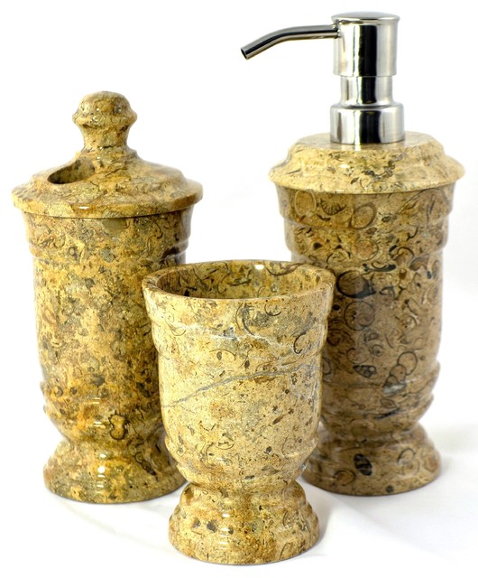Fossil Stone 3Piece Unique Bathroom Accessory Set of Tasmanian