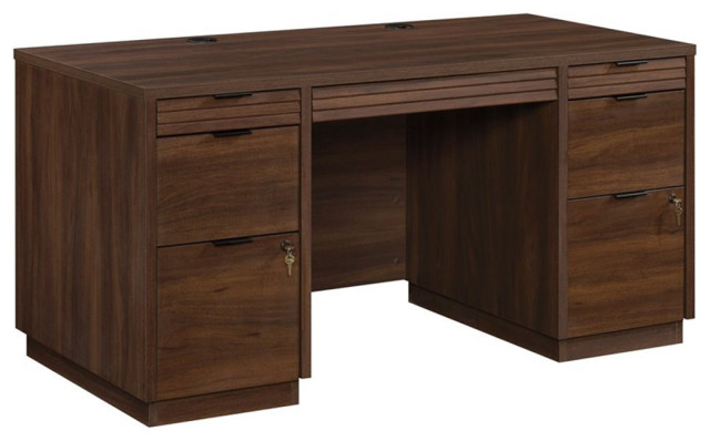 Pemberly Row Contemporary Engineered Wood Computer Desk in Spiced ...