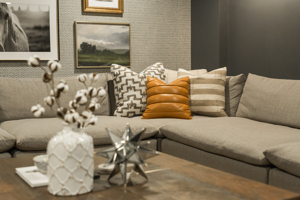 Inspiration for a rustic basement remodel in Cedar Rapids