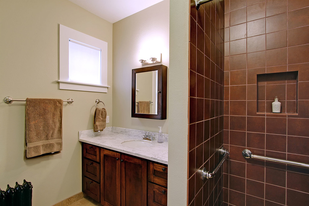 Transitional bathroom photo in Seattle