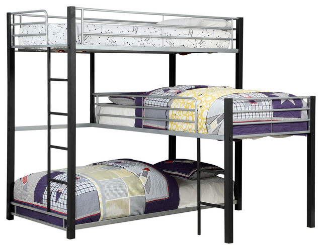 T Triple Decker L Shaped Bunk Bed Contemporary Beds T Triple Decker L Shaped Bunk Bed Contemporary Beds By Furniture Of America E Commerce Enitial Lab