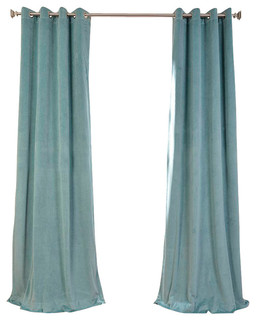 Signature Aqua Mist Grommet Blackout Velvet Curtain Single Panel Contemporary Curtains By Half Price D Signature Aqua Mist Grommet Blackout