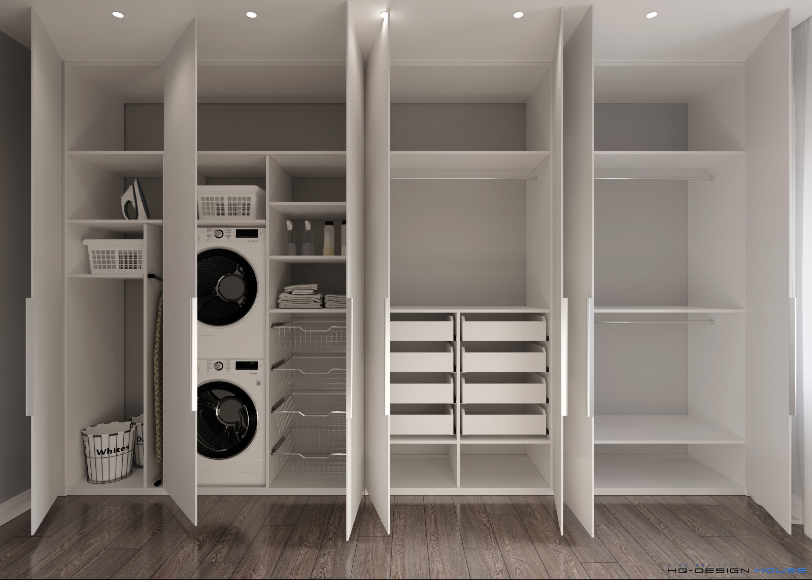Просторная гардеробная с постирочной