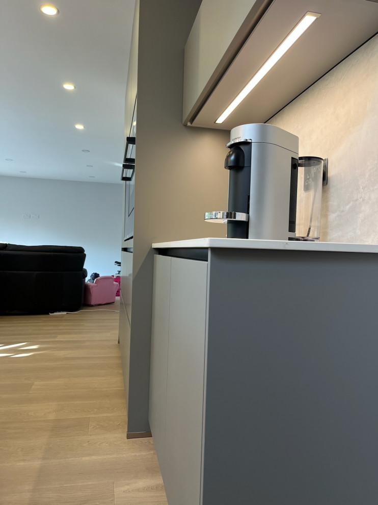 Easy Touch Taupe Modern Handleless Kitchen fitted in Solihull