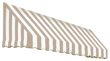 Awntech 3' San Francisco Acrylic Fabric Fixed Awning, Linen/White Stripe