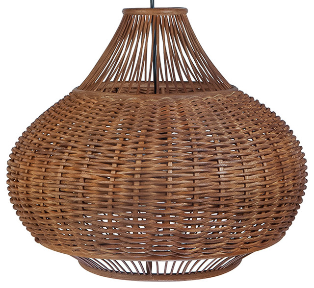 Handoven Wicker Pear Pendant Lamp, Natural, Brown