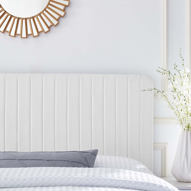 Milenna Channel Tufted Upholstered Fabric Twin Headboard - Transitional ...