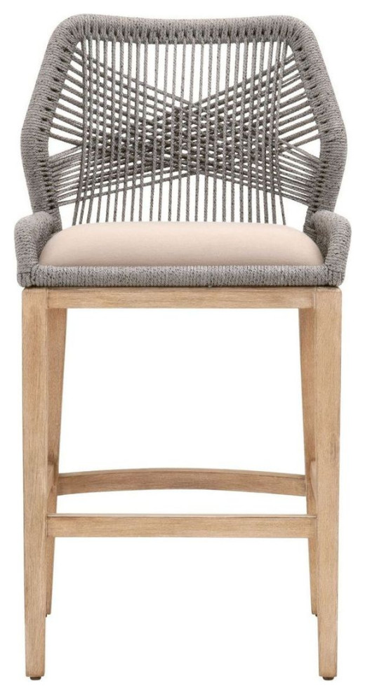 Essentials For Living Woven Loom Barstool Platinum, Light Gray Beach