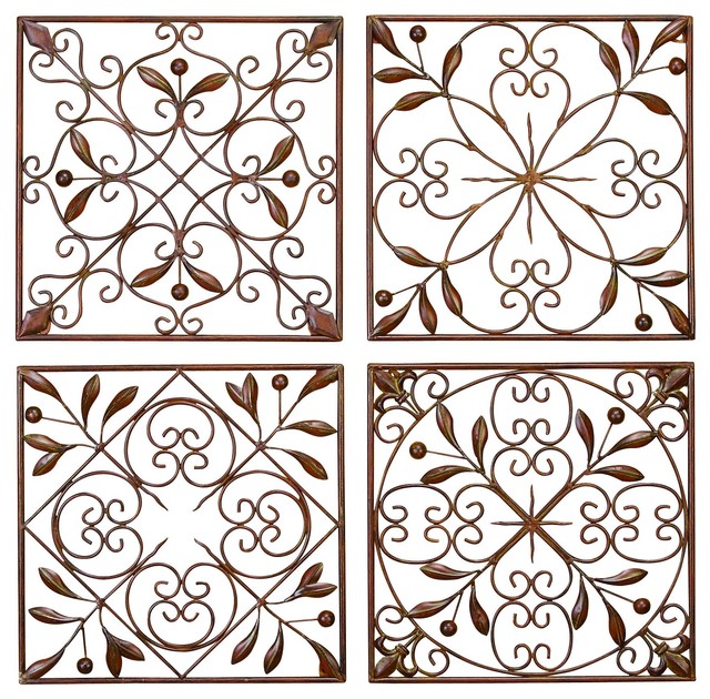Metal Wall Decor a Low Priced, 4Piece Set Traditional Metal Wall