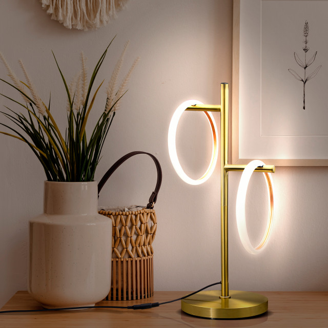 Brightech Saturn LED Table Lamp, Brass, 3000k