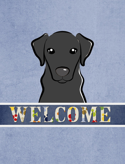 Black Labrador Welcome Flag Canvas House Size