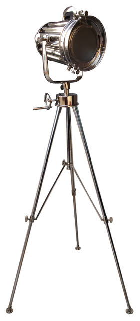 Hollywood Studio Tripod Lamp, Hand Made, Brilliant Chrome Lamp and Tripod -  Industrial - Floor Lamps - by Avion Innovative Products | Houzz