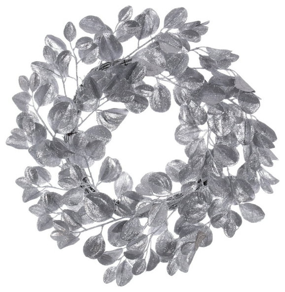 Vickerman FK220624 24" Silver Artificial Dogwood Glitter Wreath Wreaths And Garlands by Uber