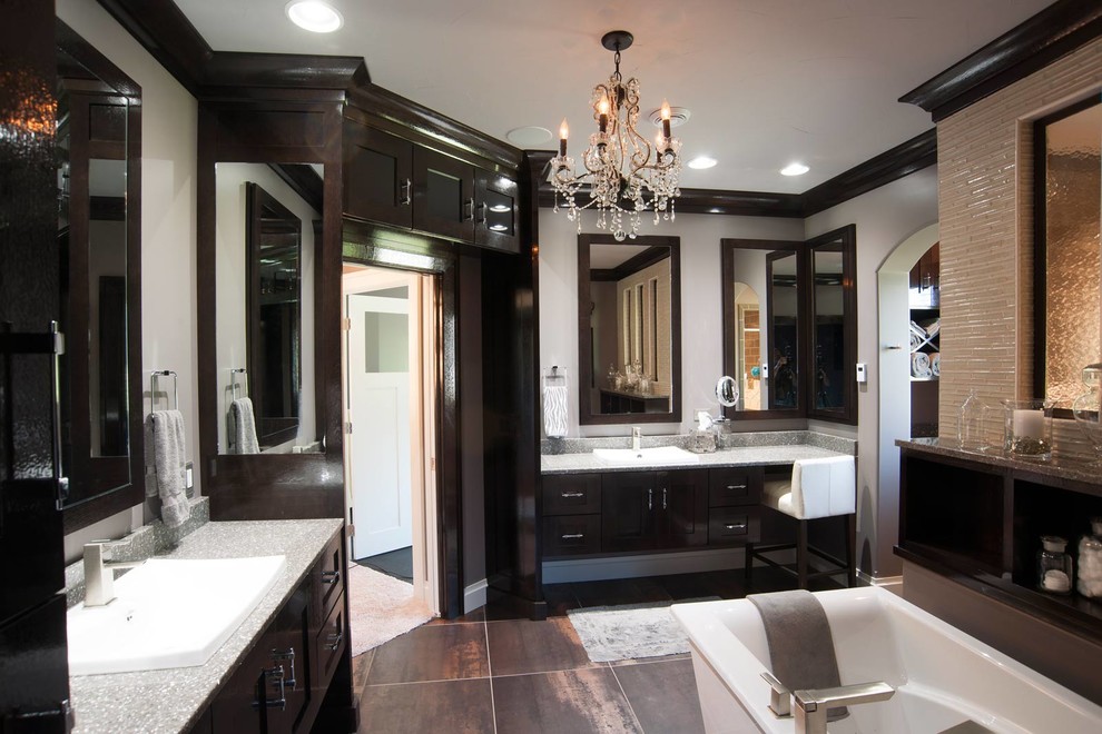 Transitional bathroom in Cleveland.