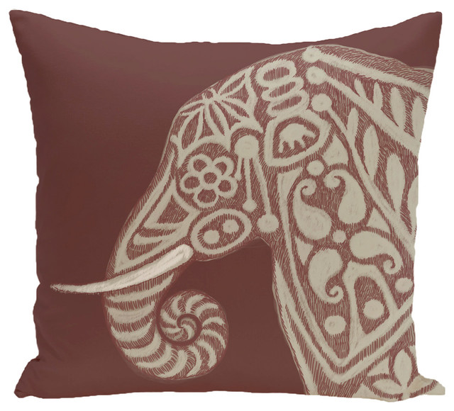 Inky Animal Print Pillow, Brown, 16"x16"