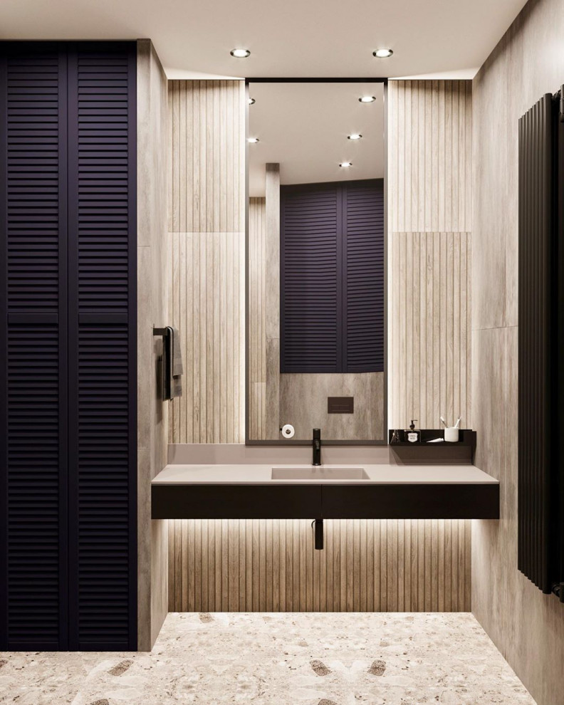 Дизайн-проект гостевого санузла в современном стиле в ЖК ‘Небесный’