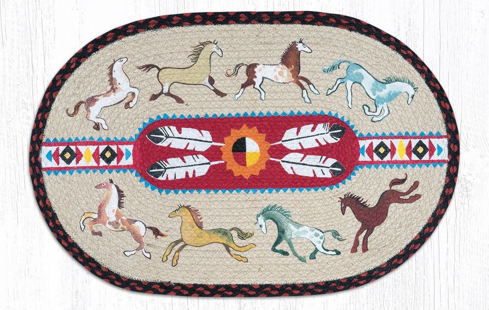 Native Horses Oval Patch 20"x30"