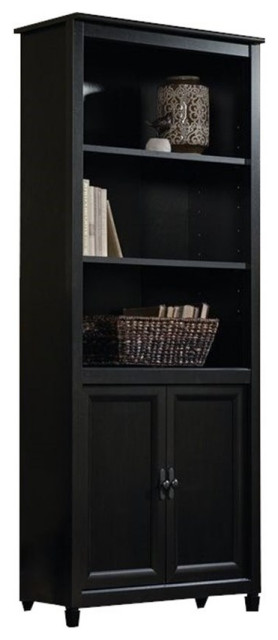 Sauder Edge Water Engineered Wood Library Bookcase in Estate Black
