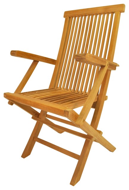 Classic Solid Teak Wood Folding Armchair By Anderson Teak