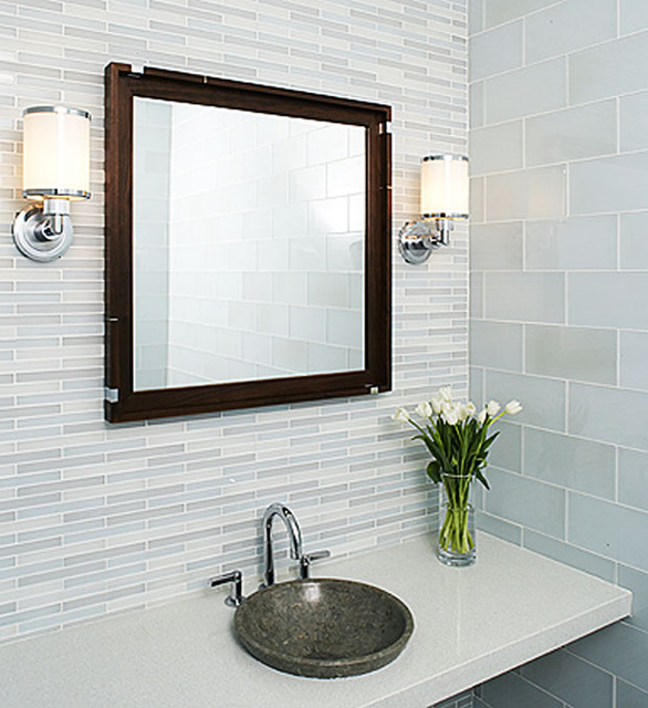 Tempo Glass Tile Modern Bathroom