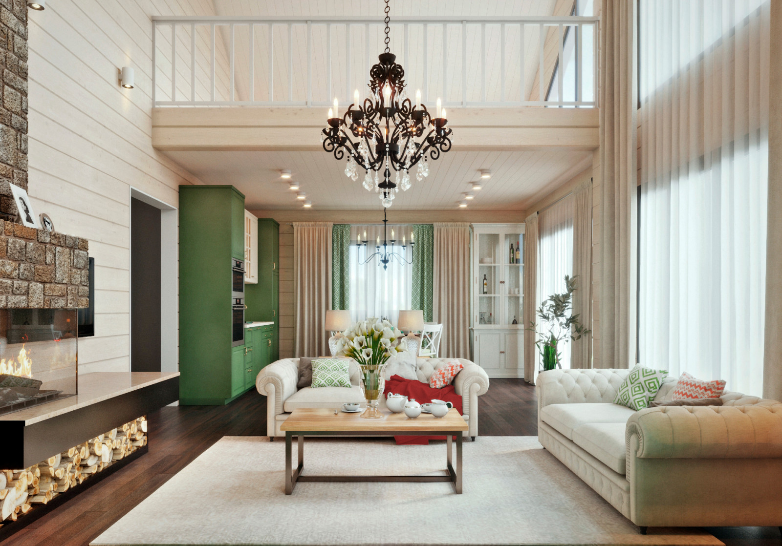 Кухня-гостиная со вторым светом