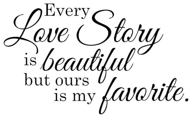 Every Love Story is Beautiful but Ours is My Favorite Wall Decal Hand Writing Heart Shape Wall Letters Sticker Separate Letters Carved Vinyl