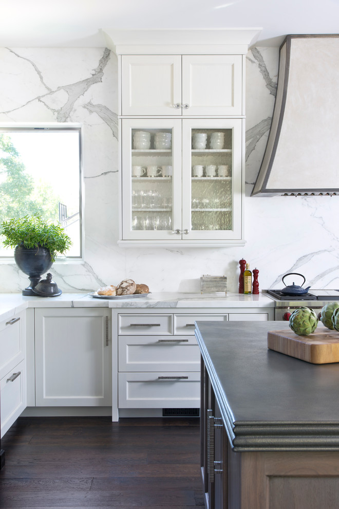 Example of a transitional kitchen design in Denver