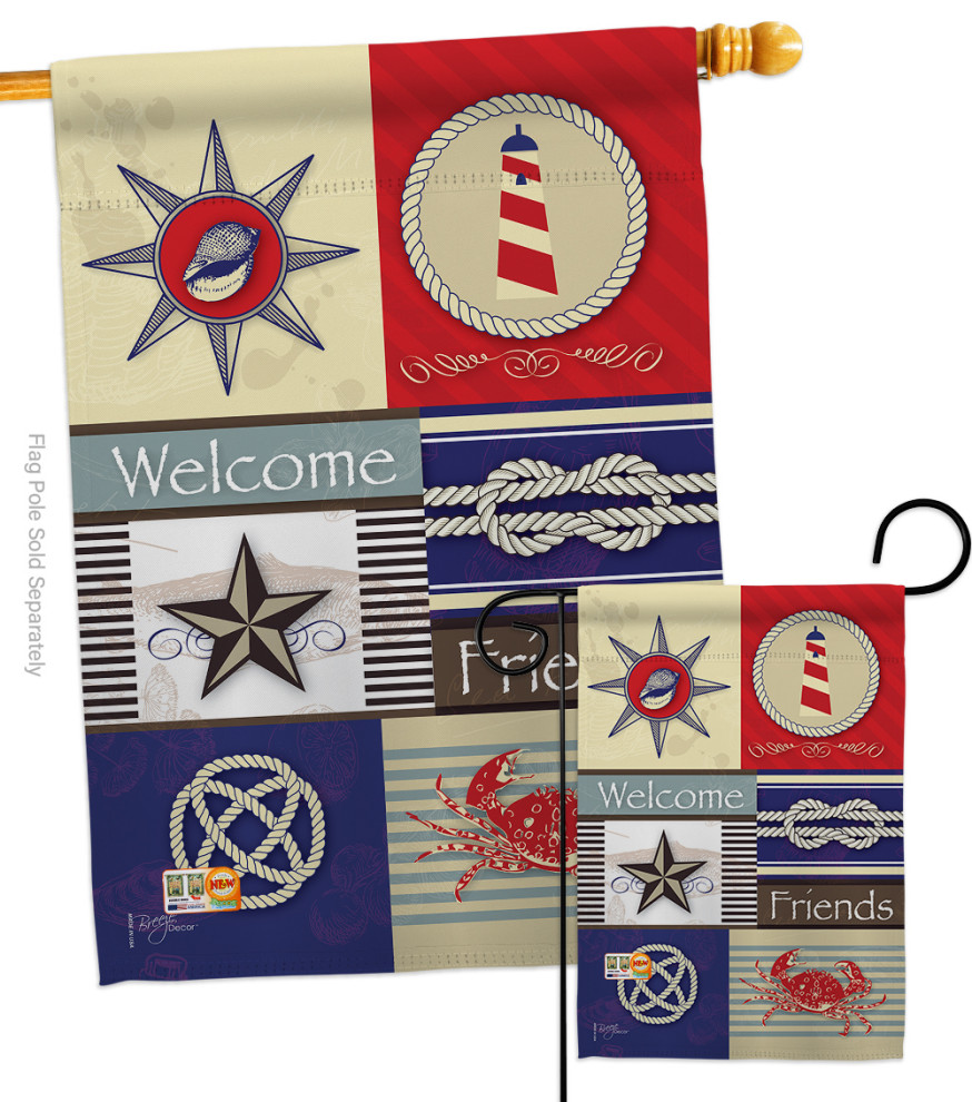 Shoreline Collage Coastal Nautical Flags Set - Modern - Flags And