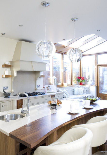 Painted kitchen with walnut contemporary-kitchen