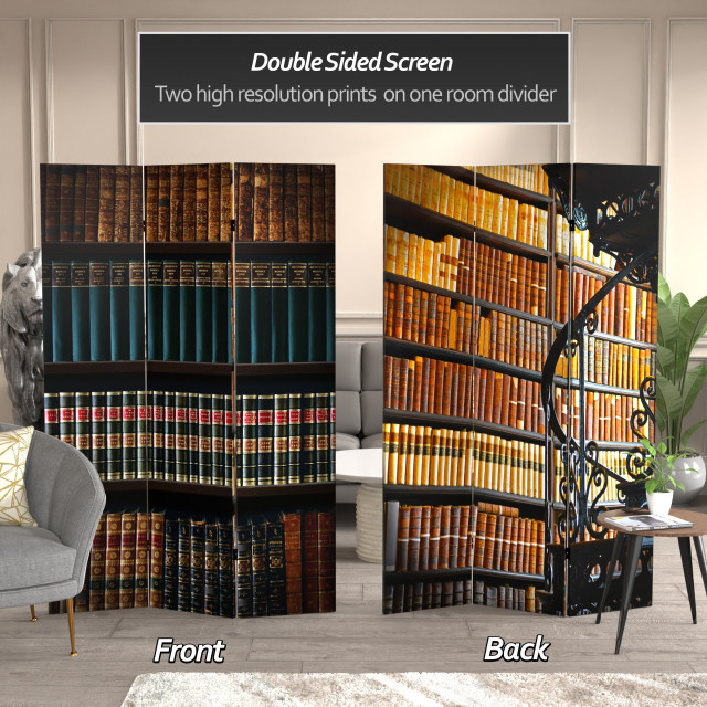 6' Tall Double Sided Library Canvas Room Divider - Contemporary ...