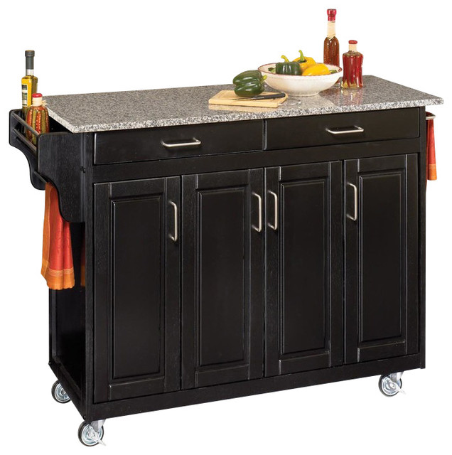 Create-a-Cart Black Finish With Cherry Top - Transitional ...