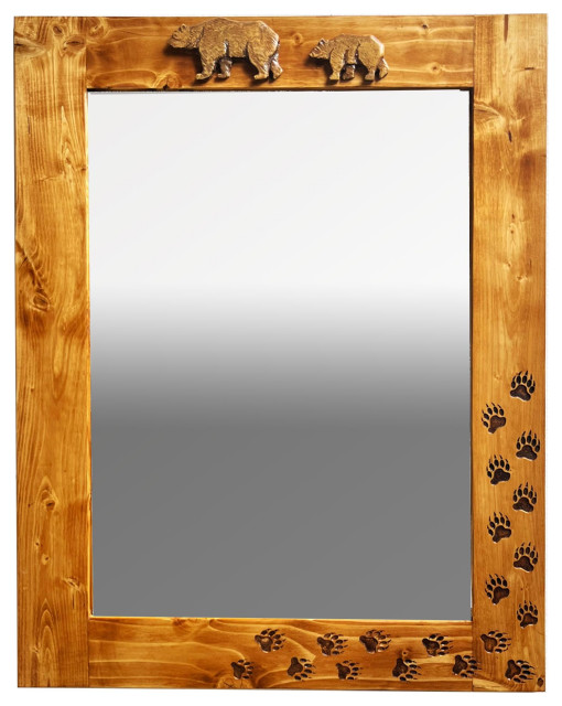Rustic Bear Wood Cabin Mirror Rustic Wall Mirrors by PIAZZA