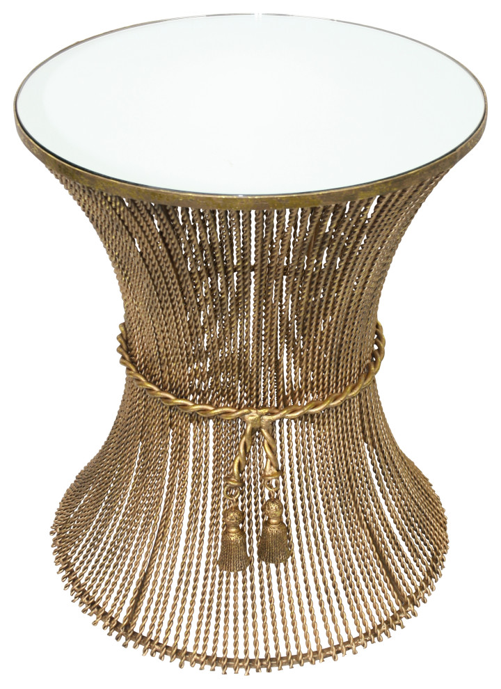 Tassel Side Table with Mirror Top Contemporary Side Tables And End