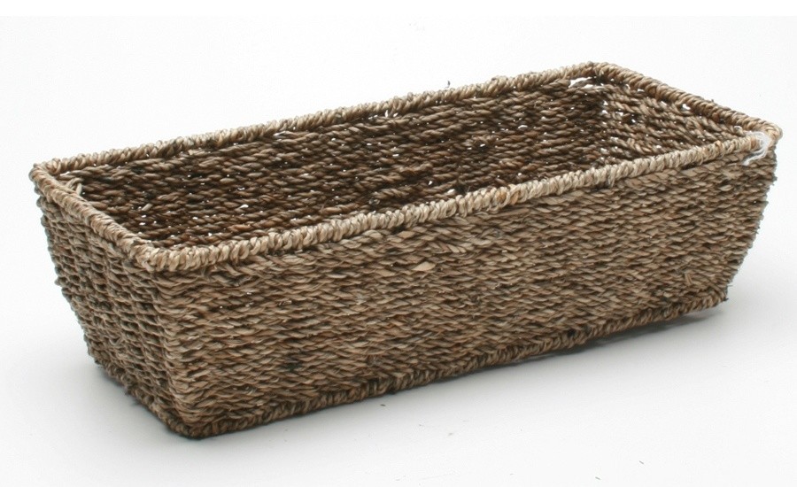 Small Rectangular Seagrass Basket in Coffee