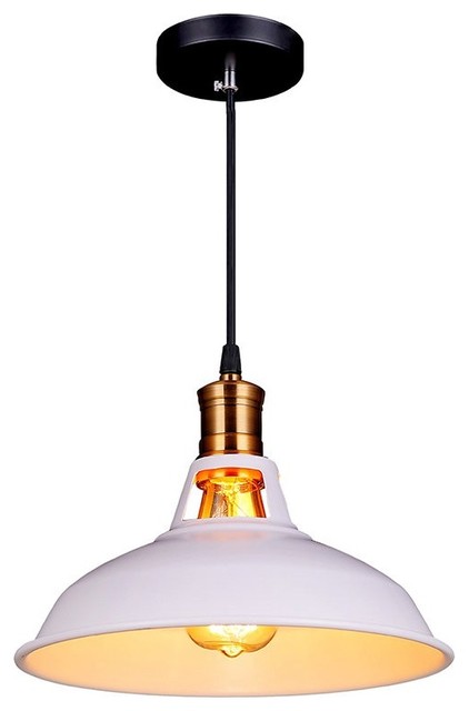Industrial Edison 1-Light Mini Pendant, White