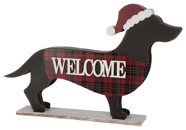 21 93 Wooden Metal Dachshund Porch Sign Contemporary Outdoor