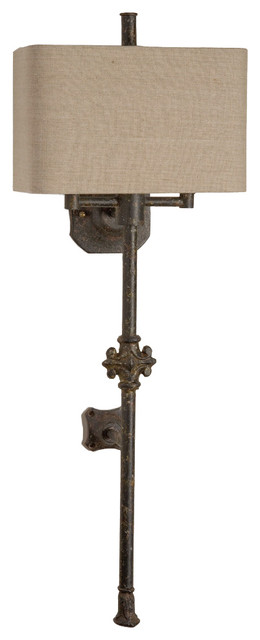 Carre French Country Antique Iron Carved 2 Light Wall Sconce Carre French Country Antique Iron Carved 2 Light Wall Sconce