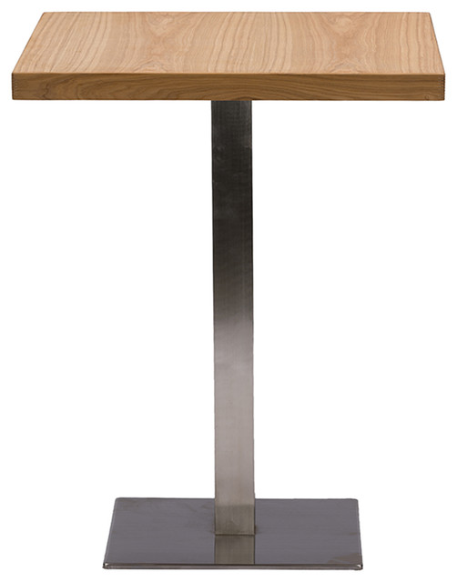 Owen 24 Square Natural Top Bistro Table With Chrome Base Owen 24 Square Natural Top Bistro Table With Chrome Base Contemporary Indoor Pub And Tables By Baxton Studio