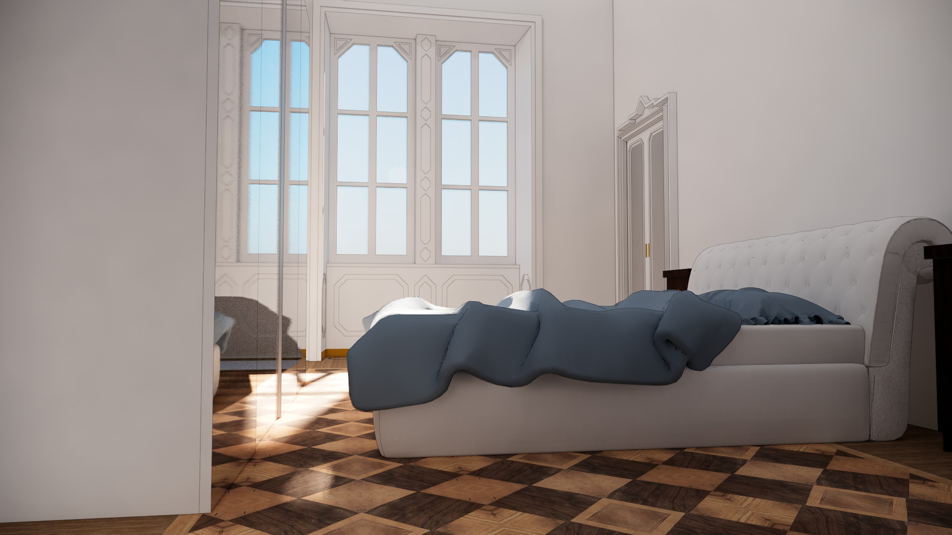 CORSO DI PORTA ROMANA | Render camera da letto