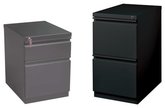 2 Piece Value Pack Mobile Filing Cabinet In Charcoal And Black
