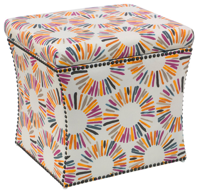 Skyline Furniture Storage Ottoman Garden Bird Orange Contemporary Skyline Furniture Storage Ottoman Garden Bird Orange Contemporary Footstools And Ottomans By Homesquare