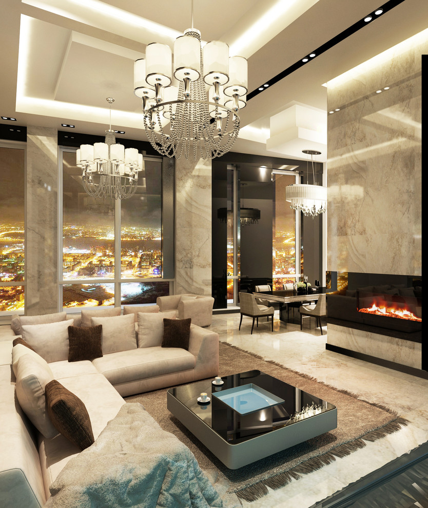 Гостиная-столовая в доме на Мосфильмовской