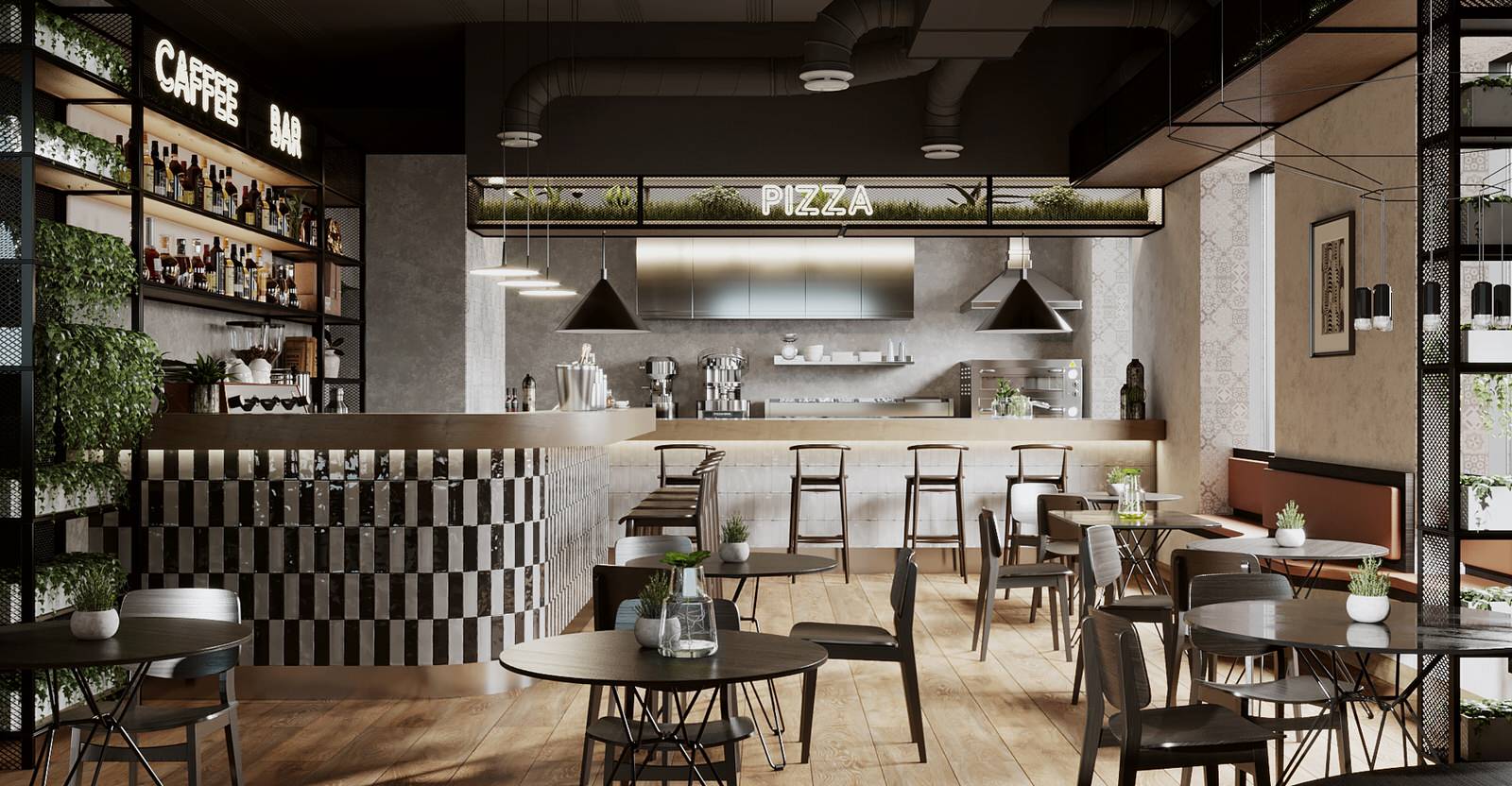 Дизайн-проект пиццерии в Москве
