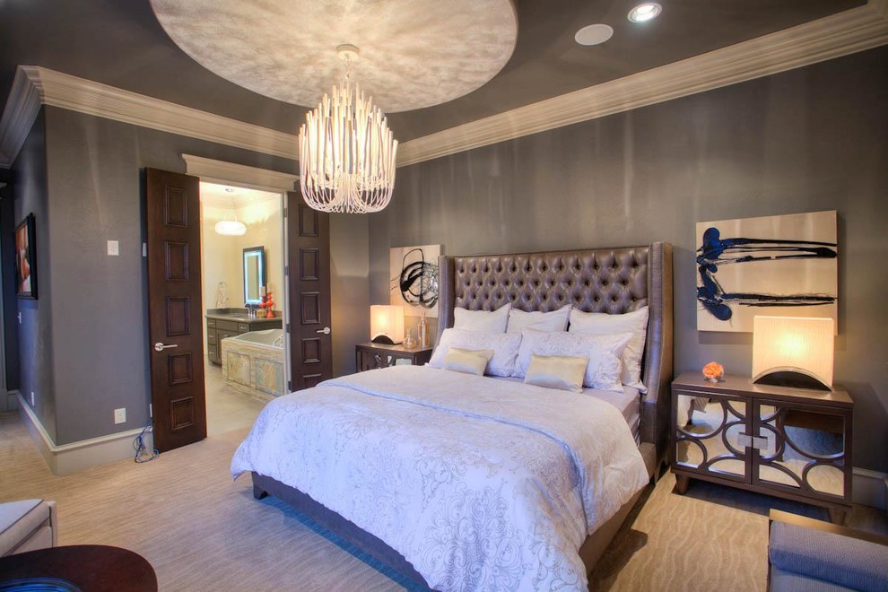 Design ideas for a transitional bedroom in Oklahoma City.