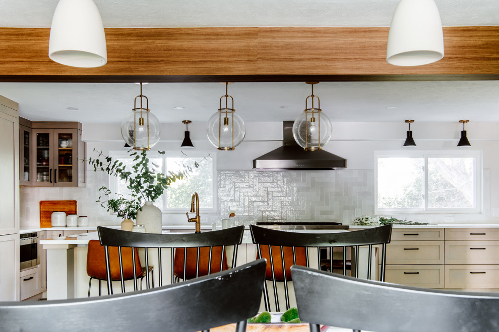 Example of a transitional home design design in Denver