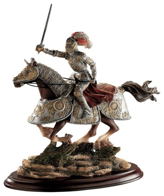 Design Toscano 10 in. Medieval Charging Knight & Horse Sculpture Multicolor - WU