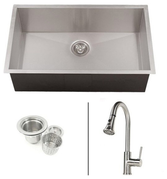 Ariel Undermount Kitchen Sink and Faucet, 32