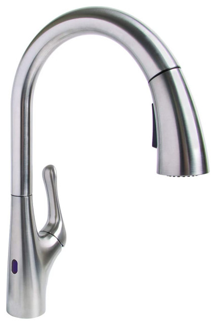 Modern Elegant Kitchen Faucet, Discrete Sensor & Single Handle, Stainless Steel