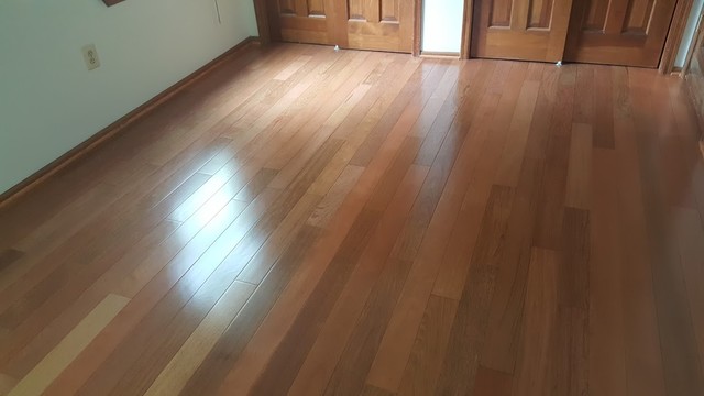 Brazilian Cherry / Jatoba Hardwood Flooring 4" in Morganville, NJ traditional-bedroom