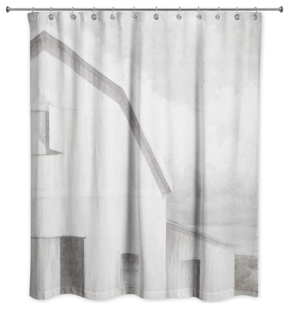 White Neutral Barn 71"x74" Shower Curtain, 71x74 Farmhouse Shower